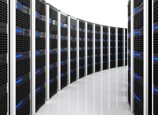 3d image of datacenter with lots of server